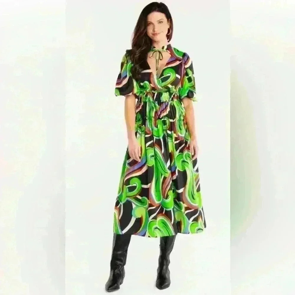 Alden Adair Shelbi Dress In Kimono New Nwt Colorful Maxi